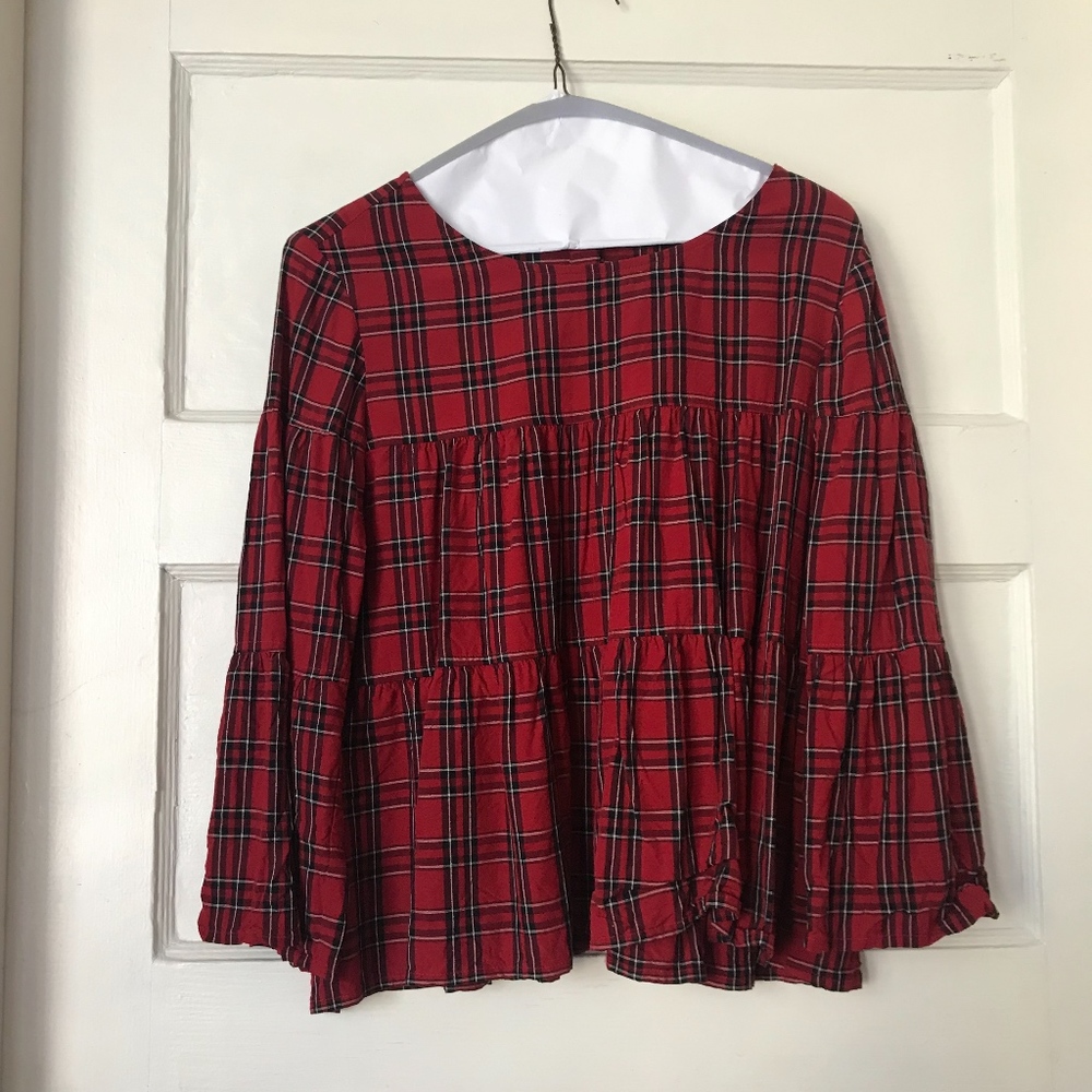 Madewell Tiered Plaid Top